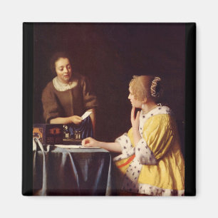 Geliebte und Mädchen durch Johannes Vermeer Magnet
