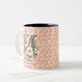 Geliebter Blumen-Boho-Chic-Monogramm-Becher für Mi Zweifarbige Tasse (Vorderseite Links)
