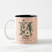 Geliebter Blumen-Boho-Chic-Monogramm-Becher für Mi Zweifarbige Tasse (Links)
