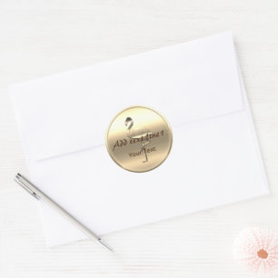 Geliebter Goldener Flamingo Anpassbarer Text Runder Aufkleber