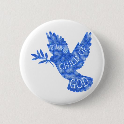 Geliebtes Kind Gottes Taube- Große Taufe Geschenk! Button (Vorderseite)