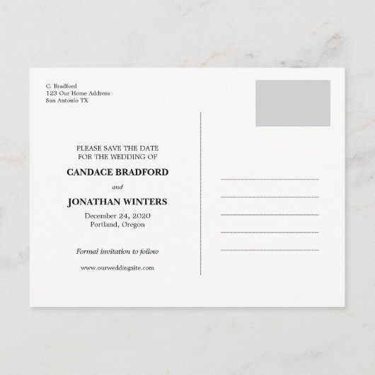 Geliebtes Rustikales Foto an der Grenze Save the D Ankündigungspostkarte (Rückseite)