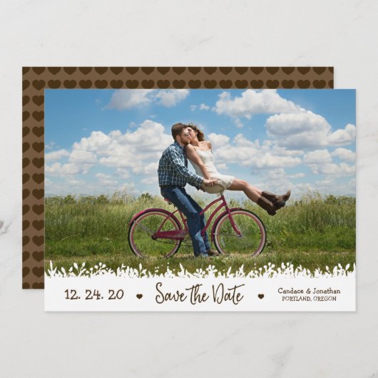 Geliebtes Rustikales Foto an der Grenze Save the D Save The Date (Vorne/Hinten)