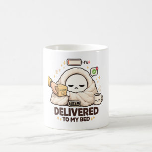 Geliefert an mein Bett – Lustig Faul  Kaffeetasse
