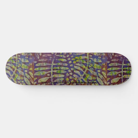 Gelli Print Stencil Abstract Art Skateboard (Horizontal)