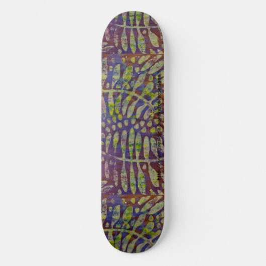 Gelli Print Stencil Abstract Art Skateboard (Vorderseite)