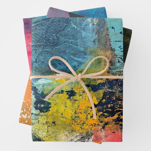 Gelli Print Wrapping Paper Set Geschenkpapier Set (Beispiel)