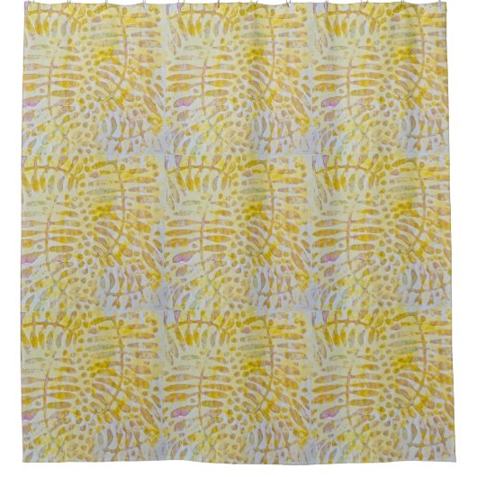 Gelli Printed Golden Blätter Duschvorhang (Vorderseite)