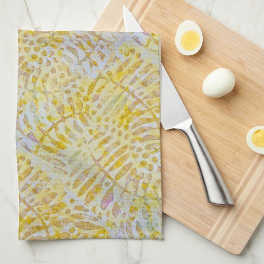 Gelli Printed Golden Blätter Geschirrtuch (Viertel Falte)