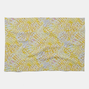 Gelli Printed Golden Blätter Geschirrtuch