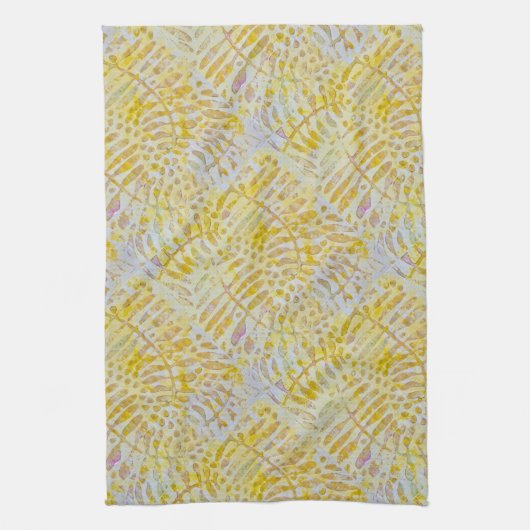 Gelli Printed Golden Blätter Geschirrtuch (Vertikal)