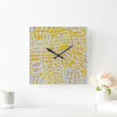 Gelli Printed Golden Blätter Quadratische Wanduhr (Zuhause)