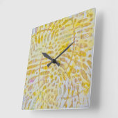 Gelli Printed Golden Blätter Quadratische Wanduhr (Winkel)