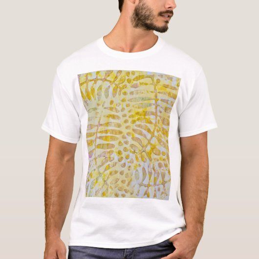 Gelli Printed Golden Blätter T-Shirt (Vorderseite)
