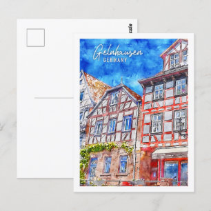 Gelnhausen Deutschland Travel Place Watercolor Postkarte
