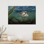 gelobt in der Fischerei Largemouth Bass Poster (Küche)