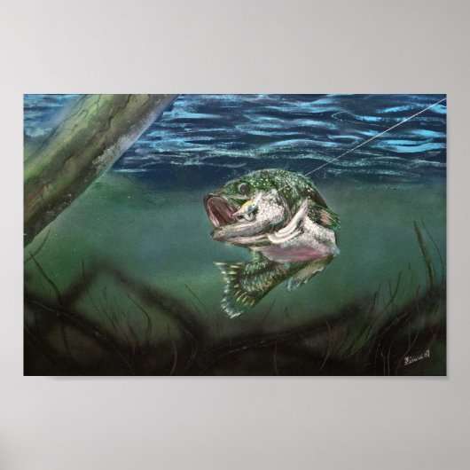 gelobt in der Fischerei Largemouth Bass Poster (Vorne)