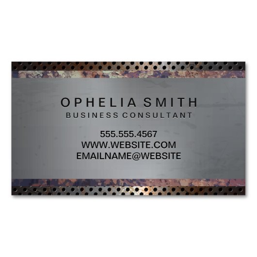 gelocht | Rostmetall Magnetische Visitenkarte (Vorderseite)