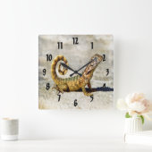 Gelockte angebundene Eidechse Quadratische Wanduhr (Zuhause)