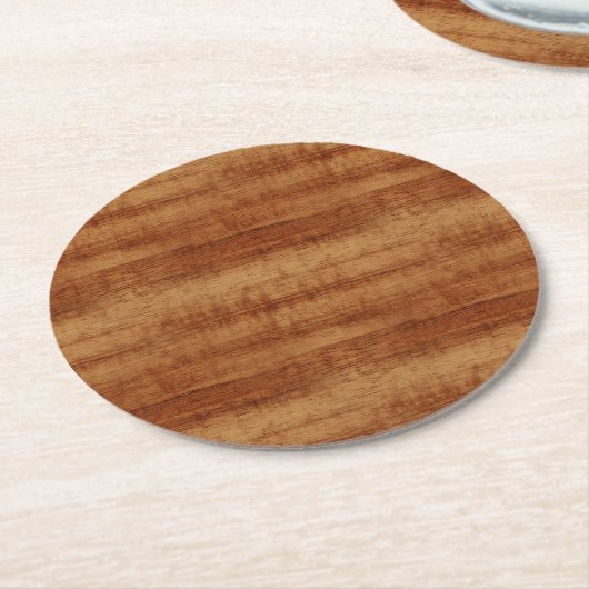 Gelockte Koa Akazien-hölzerner Korn-Blick Runder Pappuntersetzer (Angewinkelt)