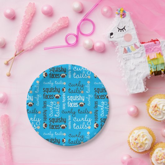 Gelockte Schwanz-Squishy Gesichts-Mops-Party Pappteller (Party)