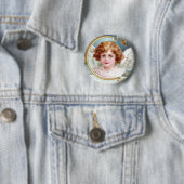 Gelockter behaarter Engels-Vintages Weihnachten Button (Beispiel)