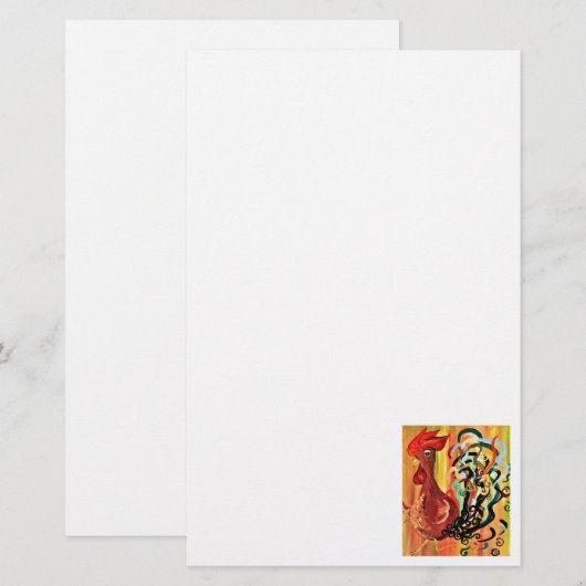 Gelockter Hahn Briefpapier (Vorne/Hinten)