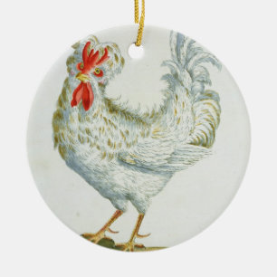 Gelockter junger Hahn, c.1767-76 (Hand farbiges en Keramikornament
