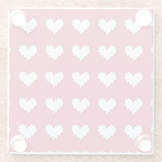 Gelocktes Herz-Weiß auf dunklem rosa Glasuntersetzer (Rückseite)