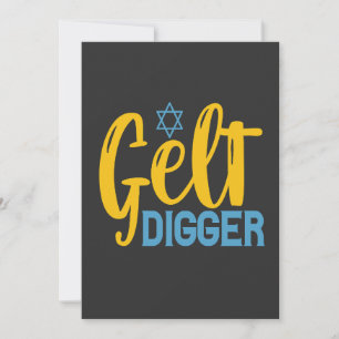 Gelt Digger Funny Hanukkah Gelt Coin Jüdisches Ges Einladung