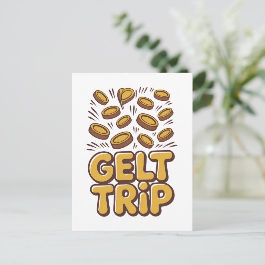 Gelt Trip Funny Hanukkah jüdisch Jude Hebräische K Einladungspostkarte (Stehend Vorderseite)