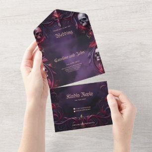 Gelübde jenseits des Schleiers – Gotische Hochzeit All In One Einladung