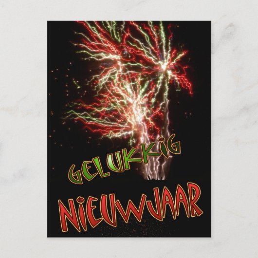 Gelukig Nieuwjaar Vuurwerk Briefkaart Postkarte (Vorderseite)