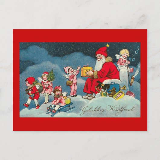 "Gelukkig Kerstfeest" Vintage niederländische Feiertagspostkarte (Vorderseite)