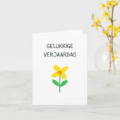 Gelukkige verjaardag, holländischer Geburtstag Karte (Gelbe Blume)