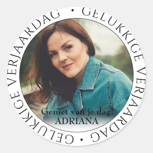 Gelukkige verjaardag runder aufkleber (Vorderseite)