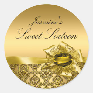 Gem & Bow Gold Sweet 16 Aufkleber