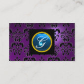GEM DAMASK MONOGRAM Amethyst lila blau Visitenkarte (Rückseite)