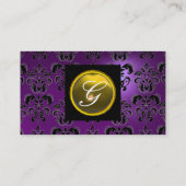 GEM DAMASK MONOGRAM Amethyst lila gelb Visitenkarte (Rückseite)