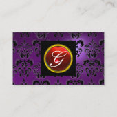 GEM DAMASK MONOGRAM Amethyst lila rot Visitenkarte (Rückseite)