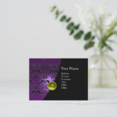GEM DAMASK MONOGRAM Amethyst lila Visitenkarte (Stehend Vorderseite)
