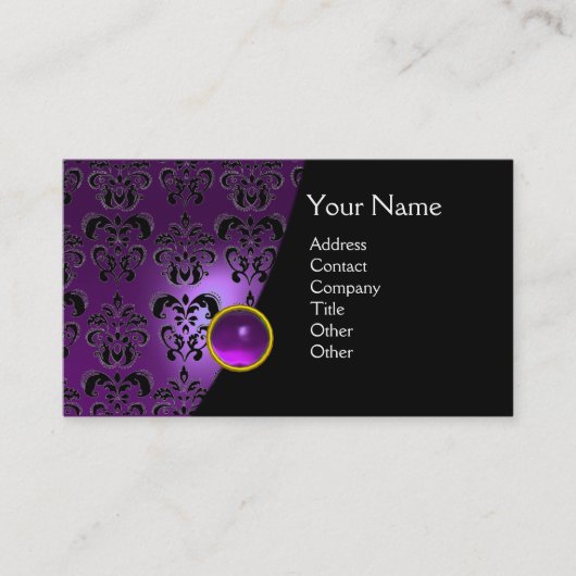 GEM DAMASK MONOGRAM Amethyst lila Visitenkarte (Vorderseite)