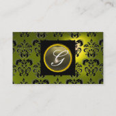 GEM DAMASK MONOGRAM Gelbgrau Visitenkarte (Rückseite)