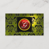 GEM DAMASK MONOGRAM Gelbroter Ruby Visitenkarte (Rückseite)