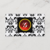 GEM DAMASK MONOGRAM grüne Smaragdbraune Perle Visitenkarte (Rückseite)