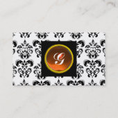 GEM DAMASK MONOGRAM grüne Smaragdbraune Perle Visitenkarte (Rückseite)