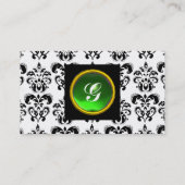 GEM DAMASK MONOGRAM grünes Schwarz-weißes Platin Visitenkarte (Rückseite)