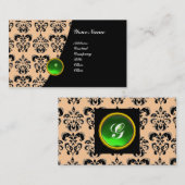 GEM DAMASK MONOGRAM grünes Smaragdplatingrün Visitenkarte (Vorne/Hinten)