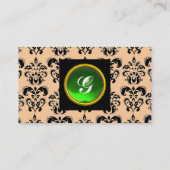 GEM DAMASK MONOGRAM grünes Smaragdplatingrün Visitenkarte (Rückseite)