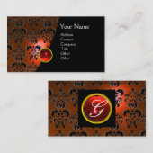 GEM DAMASK MONOGRAM Orange ruine Visitenkarte (Vorne/Hinten)